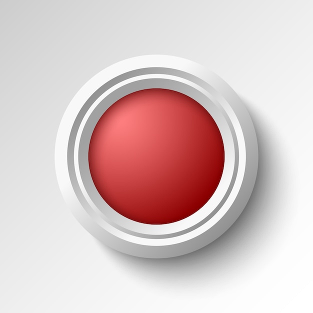 Vector white and red round web button.