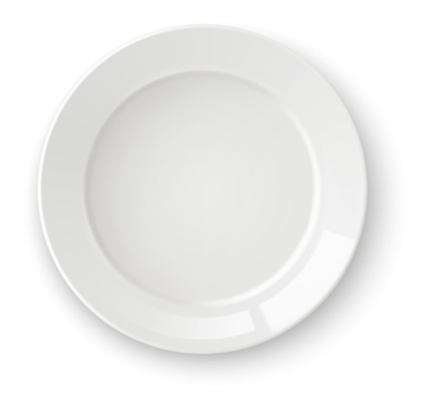 White round plate top view Realistic clean dish