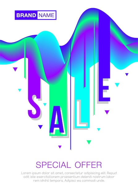 Vector white sale poster with trendy 3d wavy background sale and discount design templates dynamic effect