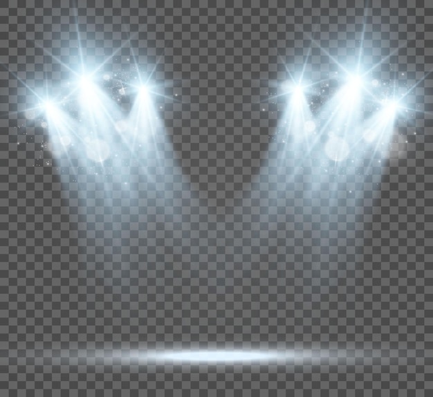 White scene on with spotlights Vector illustration