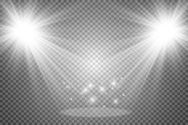 White scene on with spotlights Vector illustration