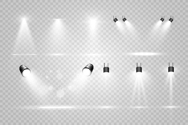 White scene on with spotlights Vector illustration