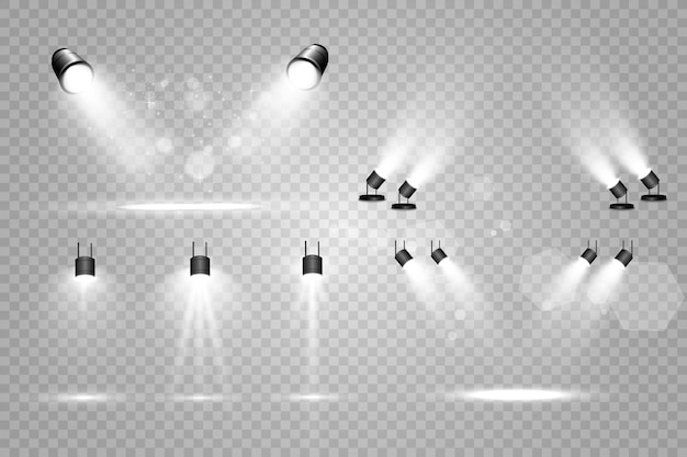 White scene on with spotlights Vector illustration