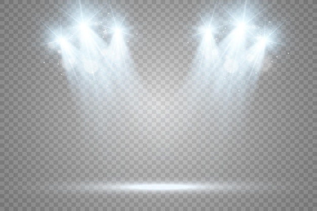 White scene on with spotlights. Vector illustration.