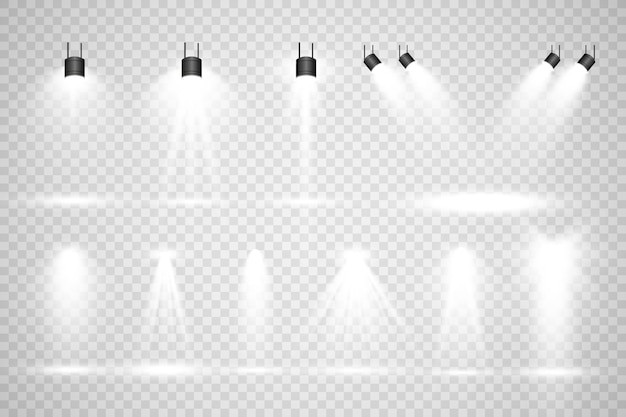 White scene on with spotlights. Vector illustration.