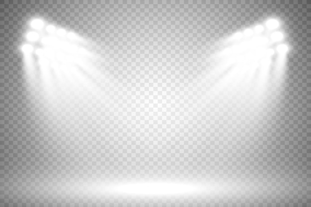 White scene on with spotlights. Vector illustration.