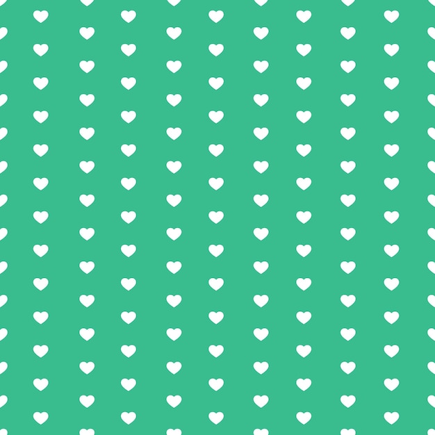 White Seamless Hearts Pattern On Green Background