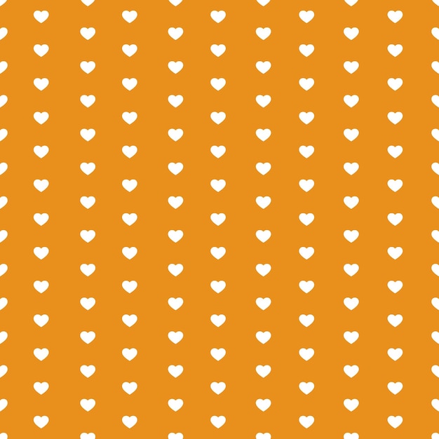 White Seamless Hearts Pattern On Orange Background