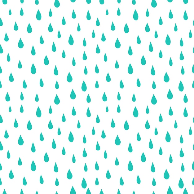 Vector white seamless pattern with blue raindrops