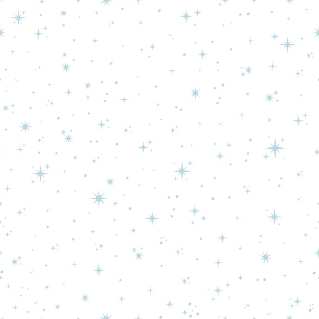 White seamless pattern with blue stars.