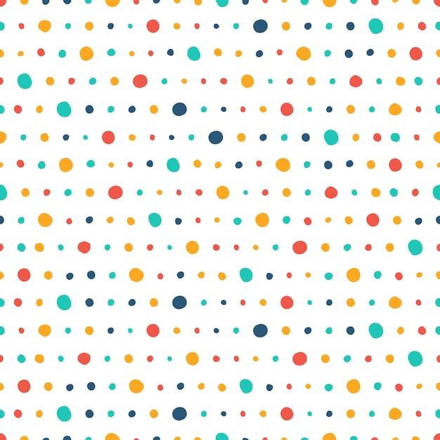 White seamless pattern with colorful dots