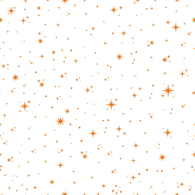 White seamless pattern with orange stars.