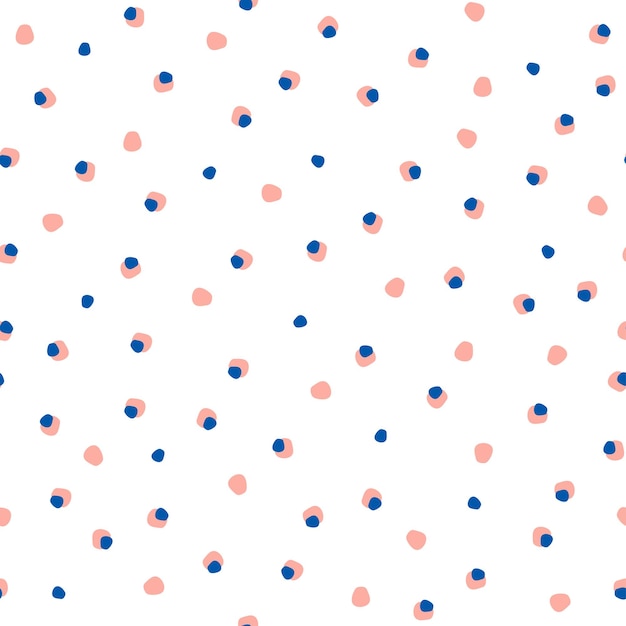 White seamless pattern with pink and blue small dots