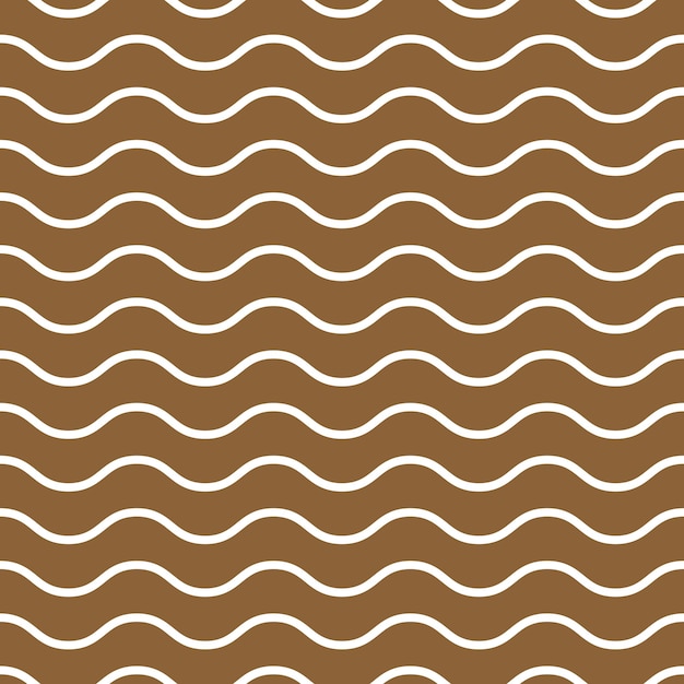 White Seamless Wave Pattern On Brown Background