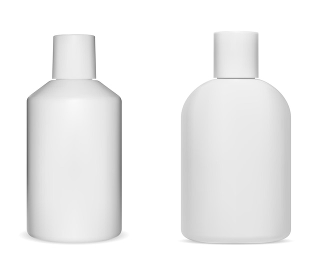 White shampoo bottle mockup Plastic cosmetic bottle for shower gel body cream