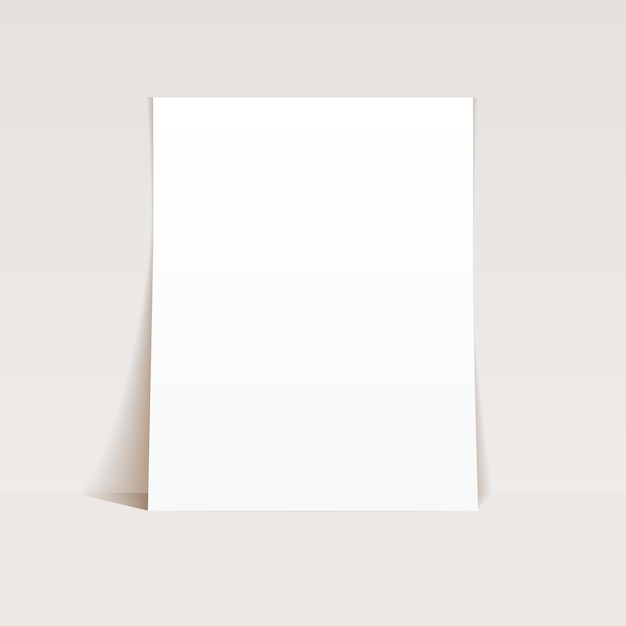 Vector white sheet of paper mockup on light background blank a4 page with shadow clean notepad mockup