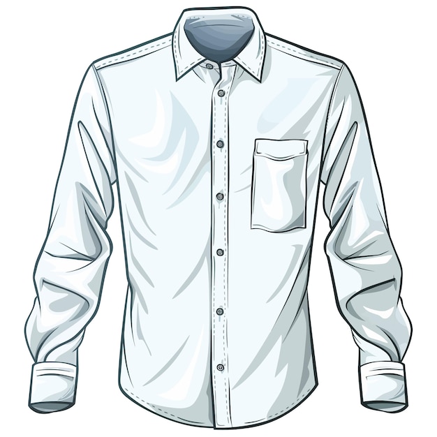 a white shirt with a blue collar and a pocket on it