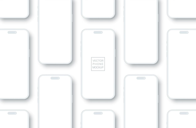 White smartphone mockup. Template for your app presentation. Phone blank screen with space for text.