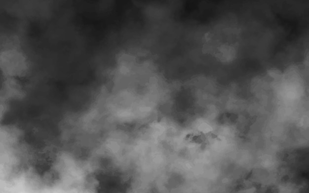 Vector white smoke cloud with overlay effect on transparent black background realistic border with fog vector illustration of smoky mist or toxic vapor on floor meteorological phenomenon or condensation