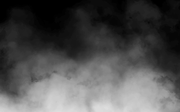 Vector white smoke cloud with overlay effect on transparent black background realistic border with fog vector illustration of smoky mist or toxic vapor on floor meteorological phenomenon or condensation