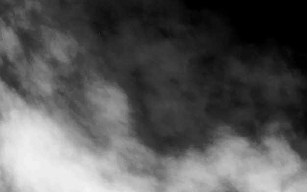 White smoke cloud with overlay effect on transparent black background Realistic border with fog vector illustration of smoky mist or toxic vapor on floor Meteorological phenomenon or condensation