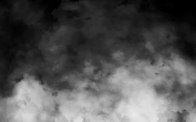 Vector white smoke cloud with overlay effect on transparent black background realistic border with fog vector illustration of smoky mist or toxic vapor on floor meteorological phenomenon or condensation