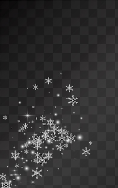 White Snowfall Vector Transparent Background. Abstract Confetti Backdrop. Silver magic Card. Fantasy Snowflake Transparent.