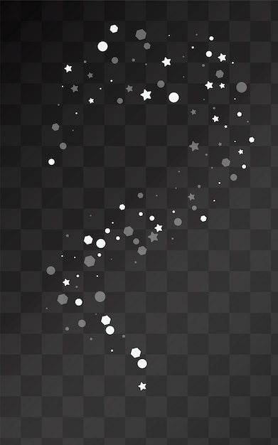 White Snowfall Vector Transparent Background. Winter Snowflake Holiday. Silver Fantasy Design. Xmas Snow Wallpaper.