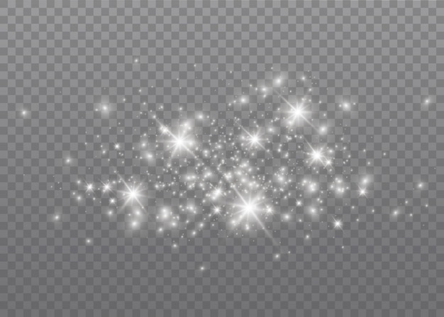 White sparks glitter special light effect.  sparkles on transparent background.  Sparkling magic dust particles.