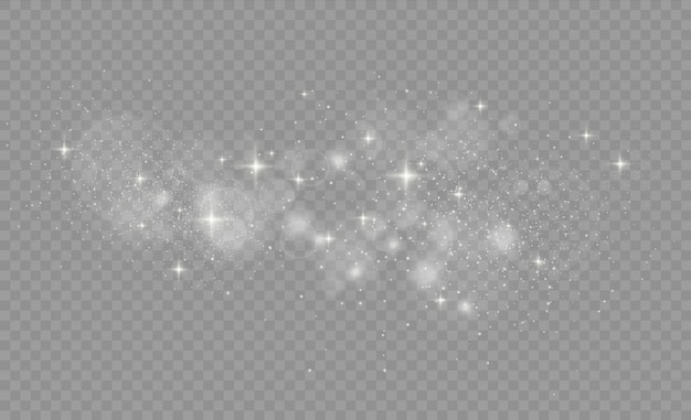 White sparks glitter special light effect. Star dust sparks in an explosion. White glitter texture. Sparkling magical dust particles.