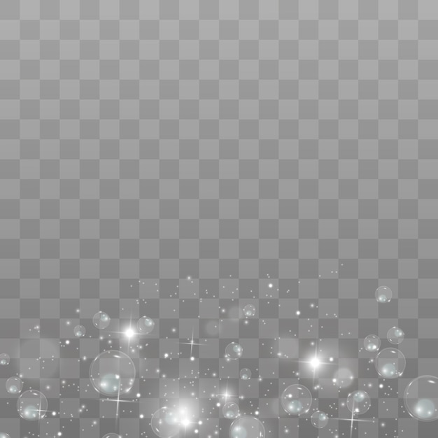 White sparks and golden stars glitter special light effect. sparkles on transparent background. abstract pattern. Sparkling magic dust particles