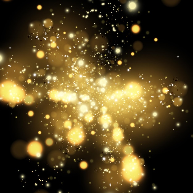 White sparks and golden stars glitter special light effect Vector sparkles on transparent backgroun