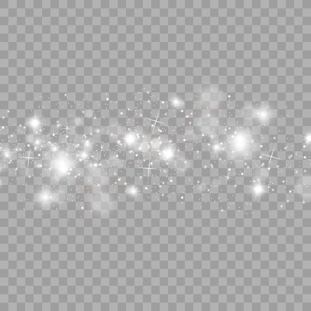 White sparks and golden stars glitter special light effect. Vector sparkles