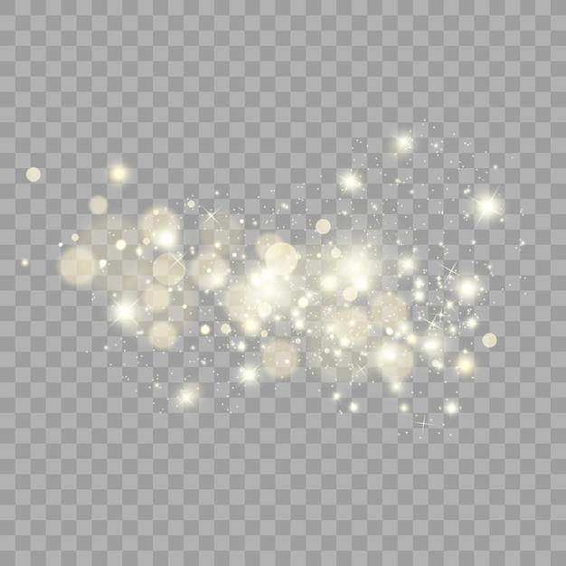 White sparks and golden stars glitter special light effect Vector sparkles