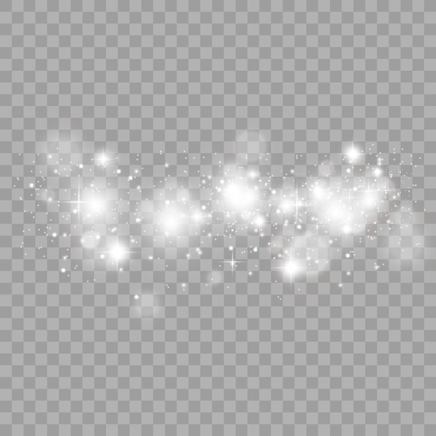 White sparks and golden stars glitter special light effect Vector sparkles