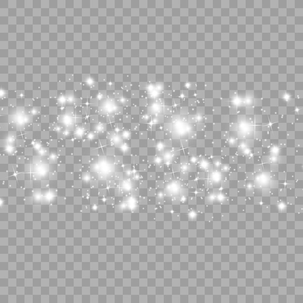 White sparks and golden stars glitter special light effect Vector sparkles