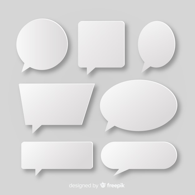 White speech bubble collection in paper style