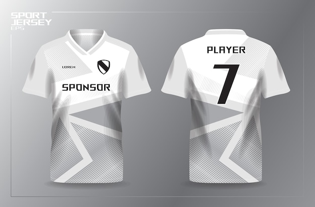 white sport jersey for football and soccer shirt template