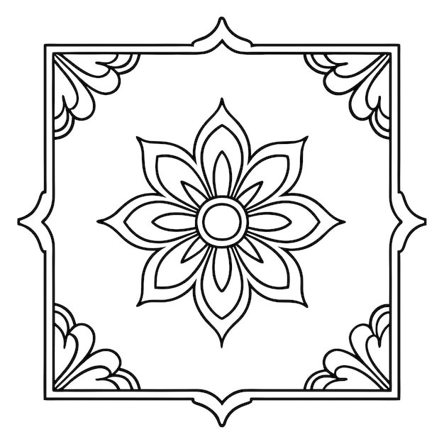 a white square with a flower design on it