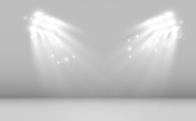 White stage with spotlights Vector illustration