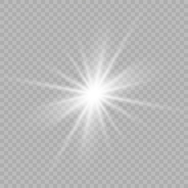 White stars, light, lens flare, glitter, sun flash, spark.