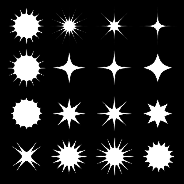 Vector white stars sparkles icon vector collection