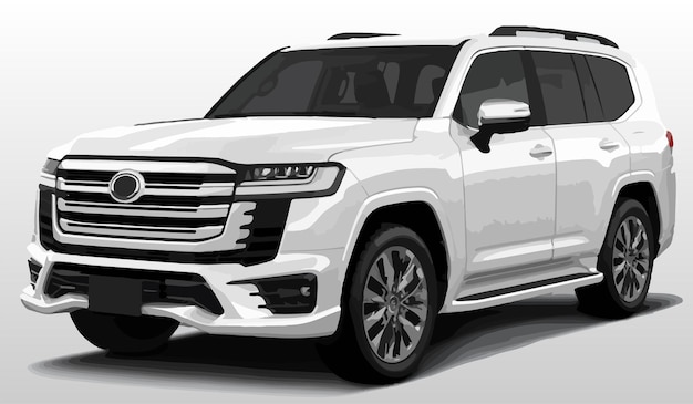 white SUV art design car vector