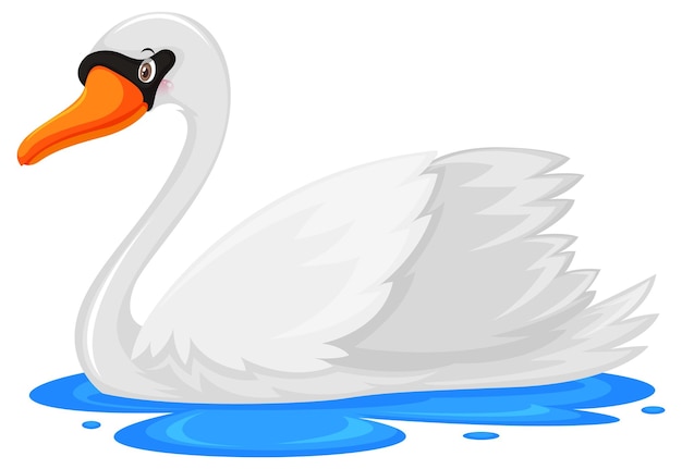 White swan in cartoon style