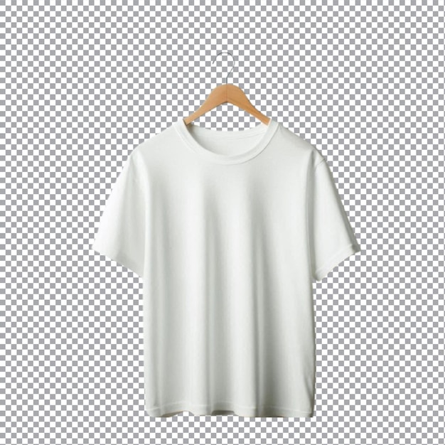 Vector a white t shirt hanging on a hanger with a wooden hanger