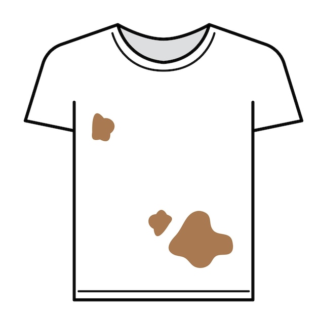 Vector a white t - shirt with a black outline and a brown spot on the front