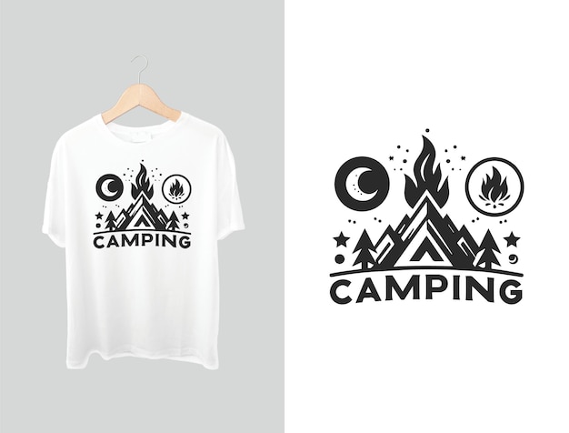 Vector a white t - shirt with a camper on the front