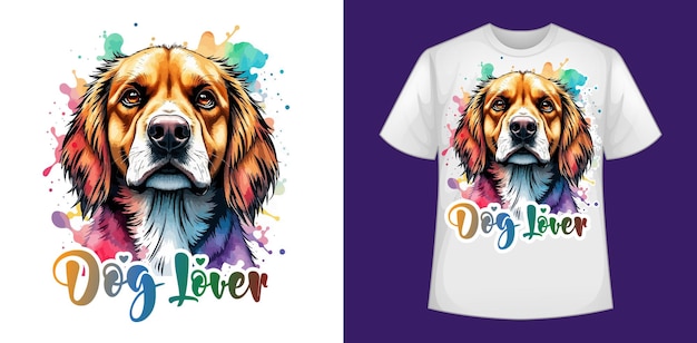 Vector a white t shirt with a dog on the front and the words love forever on the front