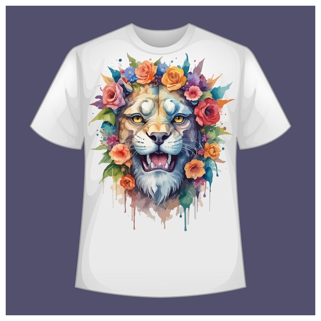 Vector a white t shirt with a lion on the front