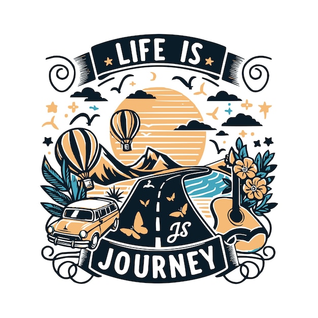 Vector a white t - shirt with a quote from life is is a journey